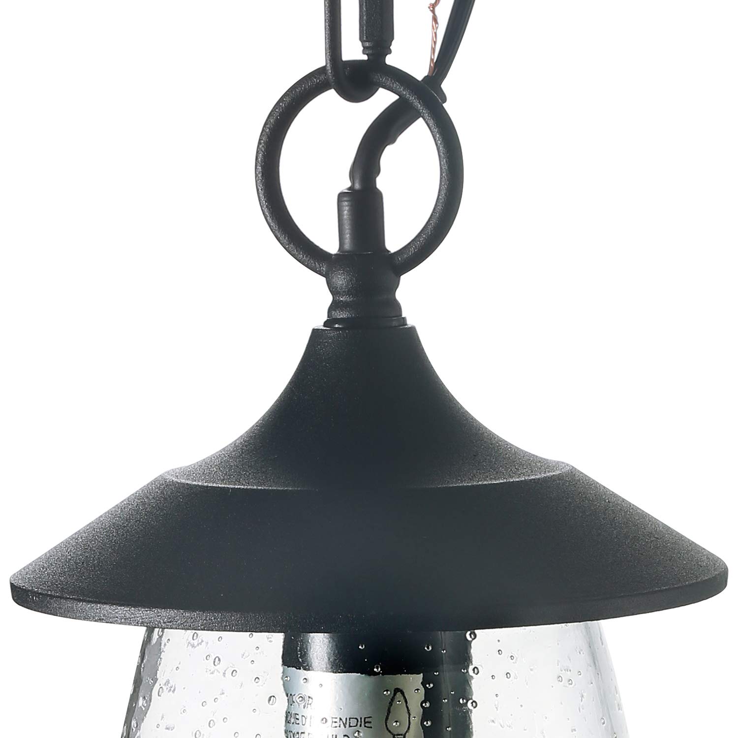 LOG BARN Outdoor Pendant Lights - Black Metal Hanging Lantern with Clear Bubbled Glass Globe for Porch, Gazebo, Entryway & Yard | Weather-Resistant Exterior Lighting for Patio, Garden & Deck
