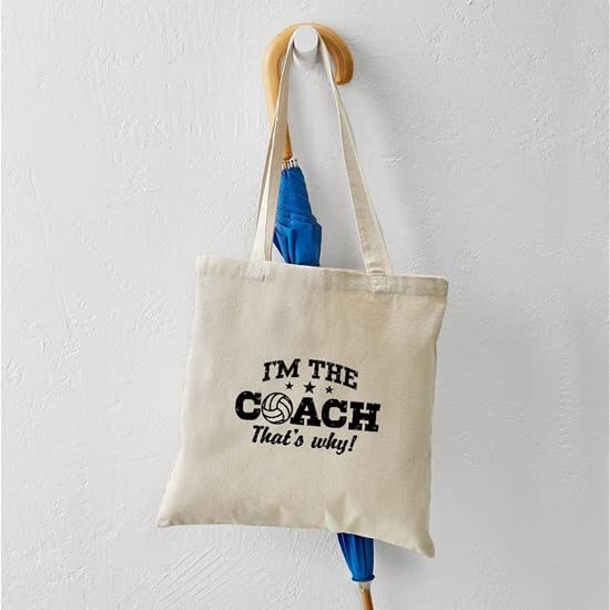Volleyball Coach Tote Bag - Natural Canvas Reusable Shopping Bag for Coaches & Players - Perfect for Practice, Games & Team Gifts