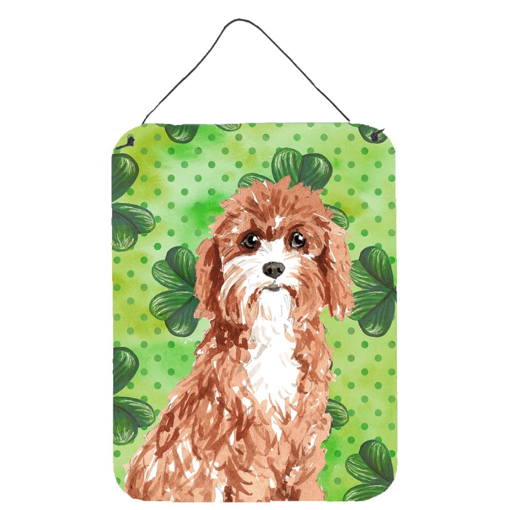 Shamrocks Cavapoo Wall Decor - 12x16 Aluminum Metal Sign for Kitchen, Bar, Bathroom & Front Door - Colorful Home Plaque for St. Patrick's Day & Irish-Themed Decor