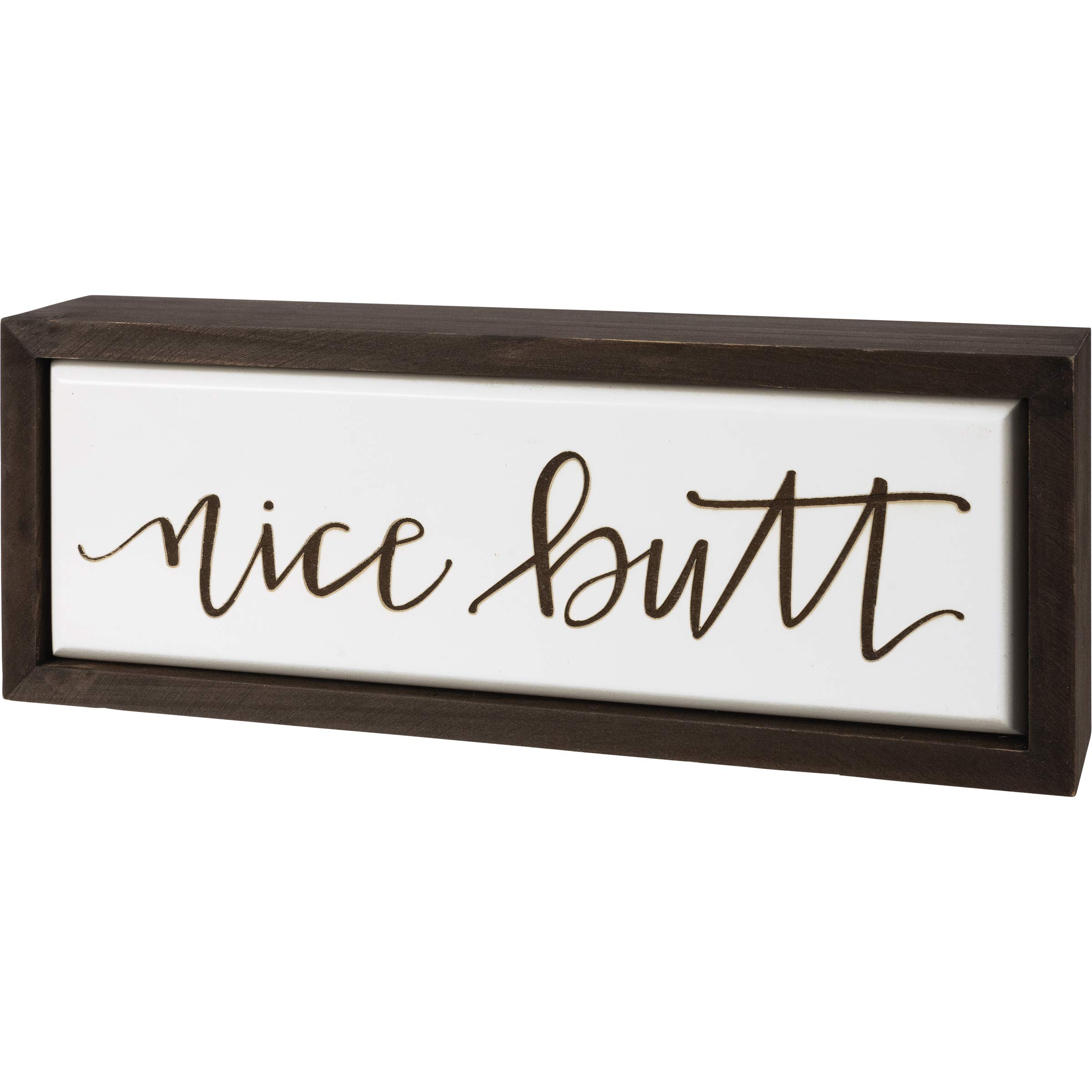 Primitives by Kathy Nice Butt Box Sign - Rustic Wooden Wall Decor for Farmhouse, Bathroom & Funny Home Decor - Perfect for Gifts, Parties & Humorous Home Accents