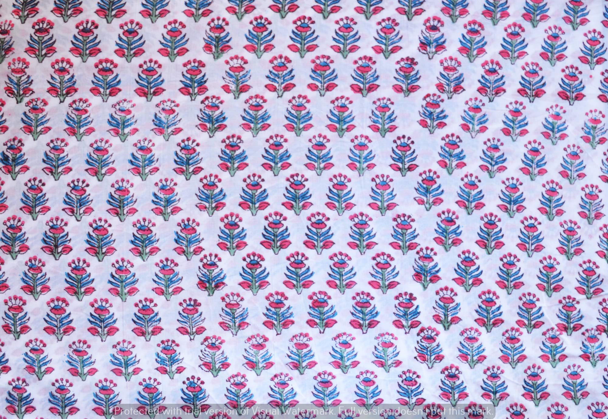 Jaipur Printed Cotton Fabric by The Yard - Indian Traditional Handblock Print for Summer Dresses, Kurtis, Scarves & Home Decor (20 Yards) | Perfect for Boho Clothing, Ethnic Fashion & DIY Home Projects