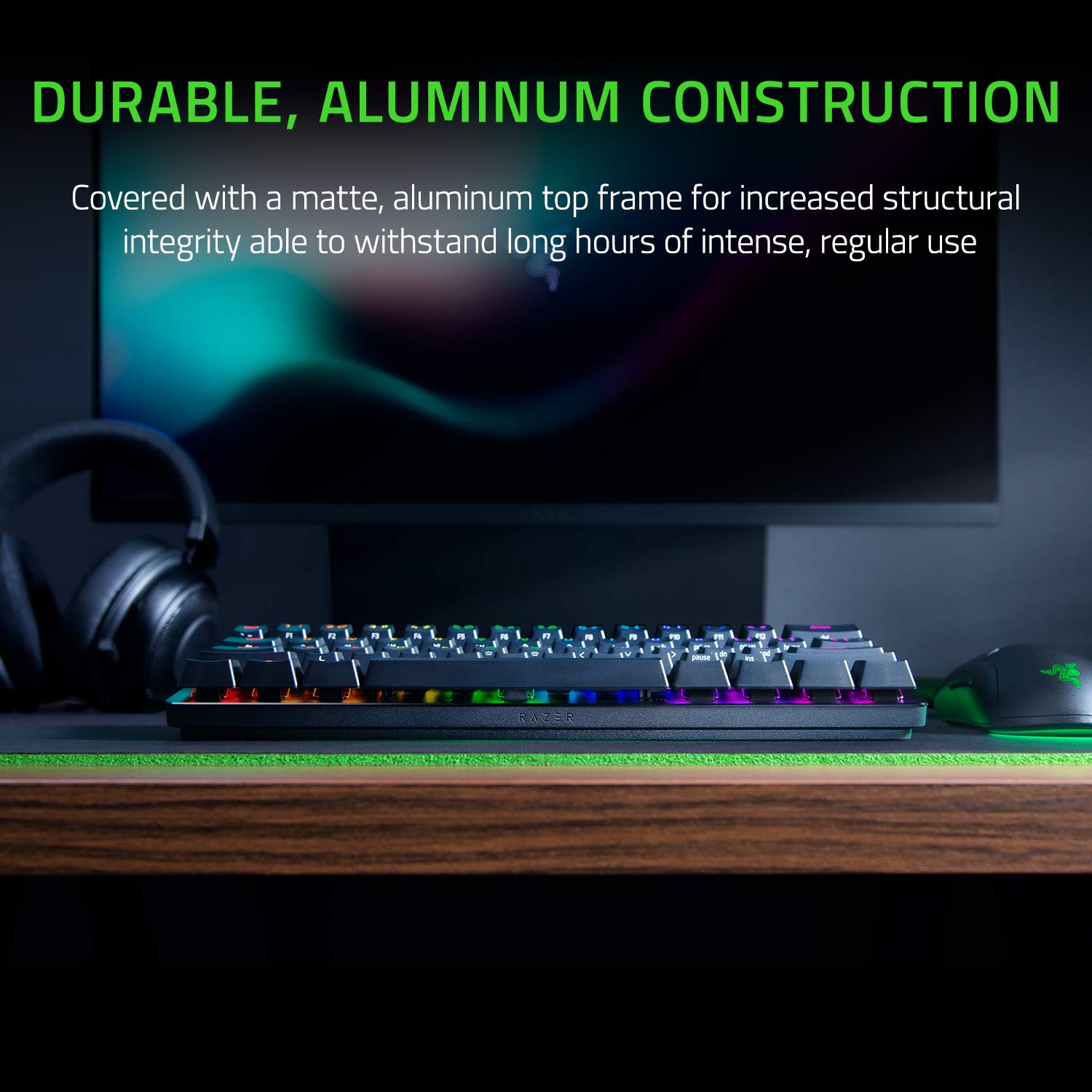 Razer Huntsman Mini 60% Mechanical Gaming Keyboard - Linear Optical Switches for Ultra-Fast Response - Customizable Chroma RGB Backlighting - Durable PBT Keycaps - Compact Design for Esports & Office Use - Perfect for Gaming, Typing & Streamers (Black)