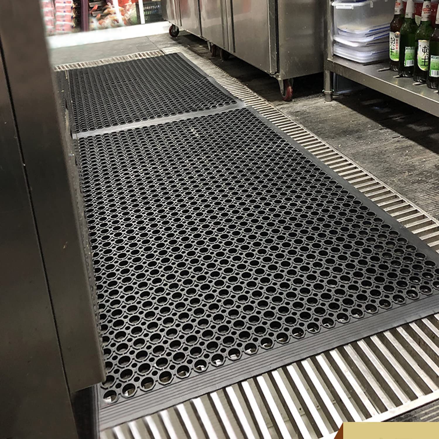 Anti-Fatigue Non-Slip Rubber Floor Mat - Heavy Duty Drainage Mats for Kitchen, Bathroom, Garage & Garden - Commercial Grade 60