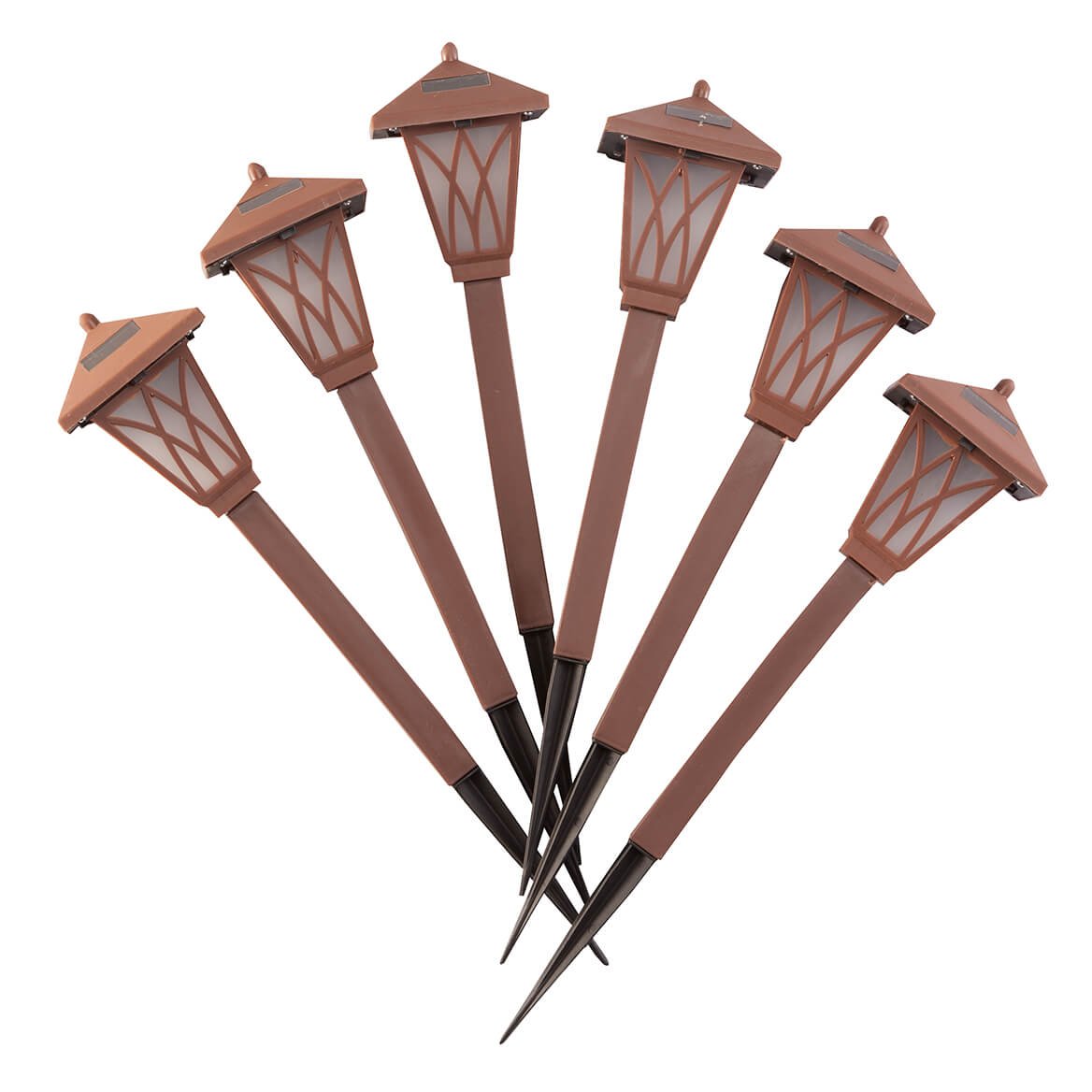Fox Valley Traders 6-Pack Solar Powered LED Garden Lights - Color Changing Brown Outdoor Landscape Lighting for Pathways, Patios, and Yard Decor