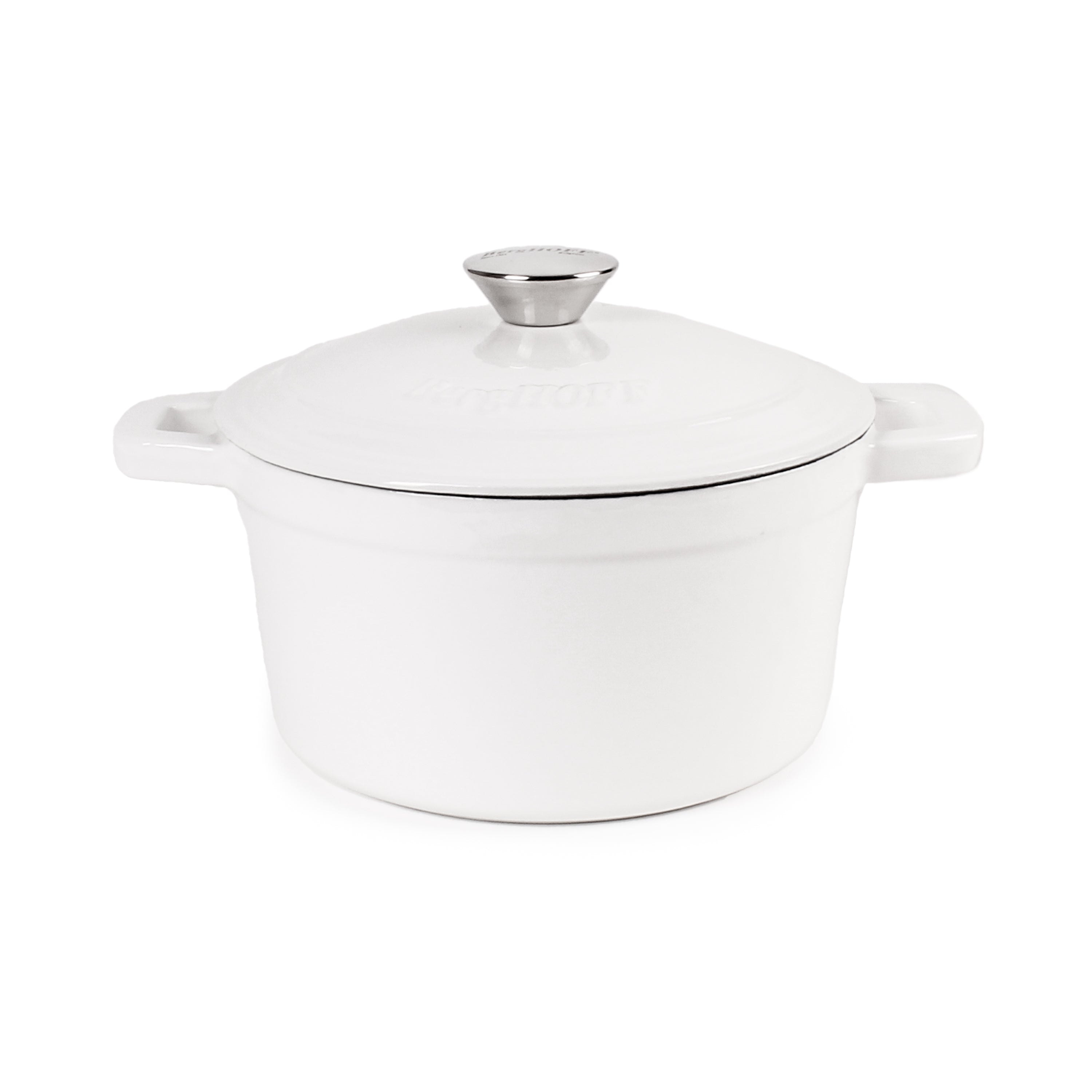 BergHOFF Neo 3-Piece Cast Iron Cookware Set - Grill Pan & Round Dutch Oven in White | Durable Enameled Cast Iron for Stovetop, Oven & Camping | Perfect for Searing, Braising & Outdoor Cooking