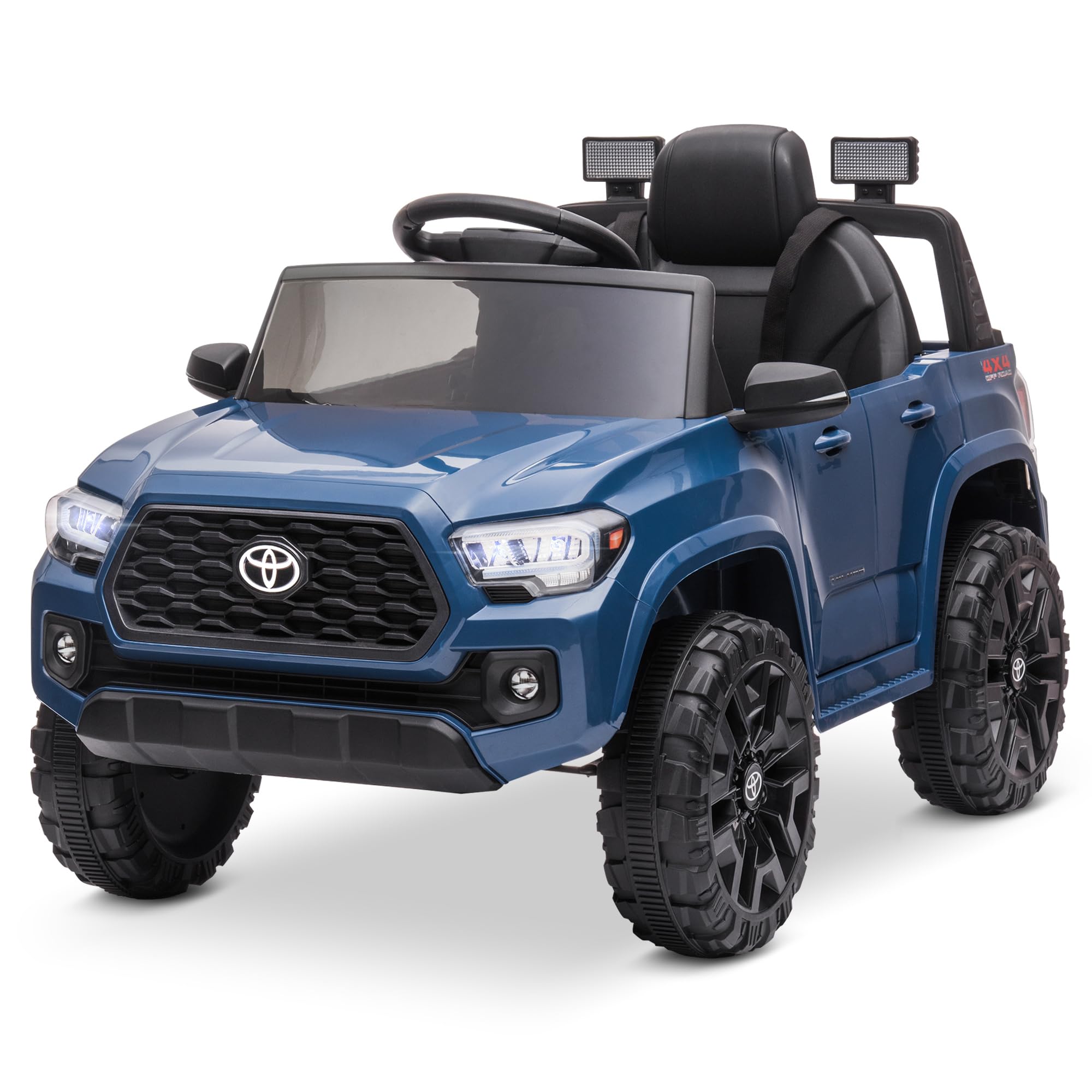 Kidzone 12V Licensed Toyota Tacoma Ride-On Truck - Electric Toy Car for Kids with Remote Control, 3 Speed Modes, MP3 Player, Horn & LED Lights - Blue | Perfect for Outdoor Play, Birthday Gifts & Pretend Driving Fun