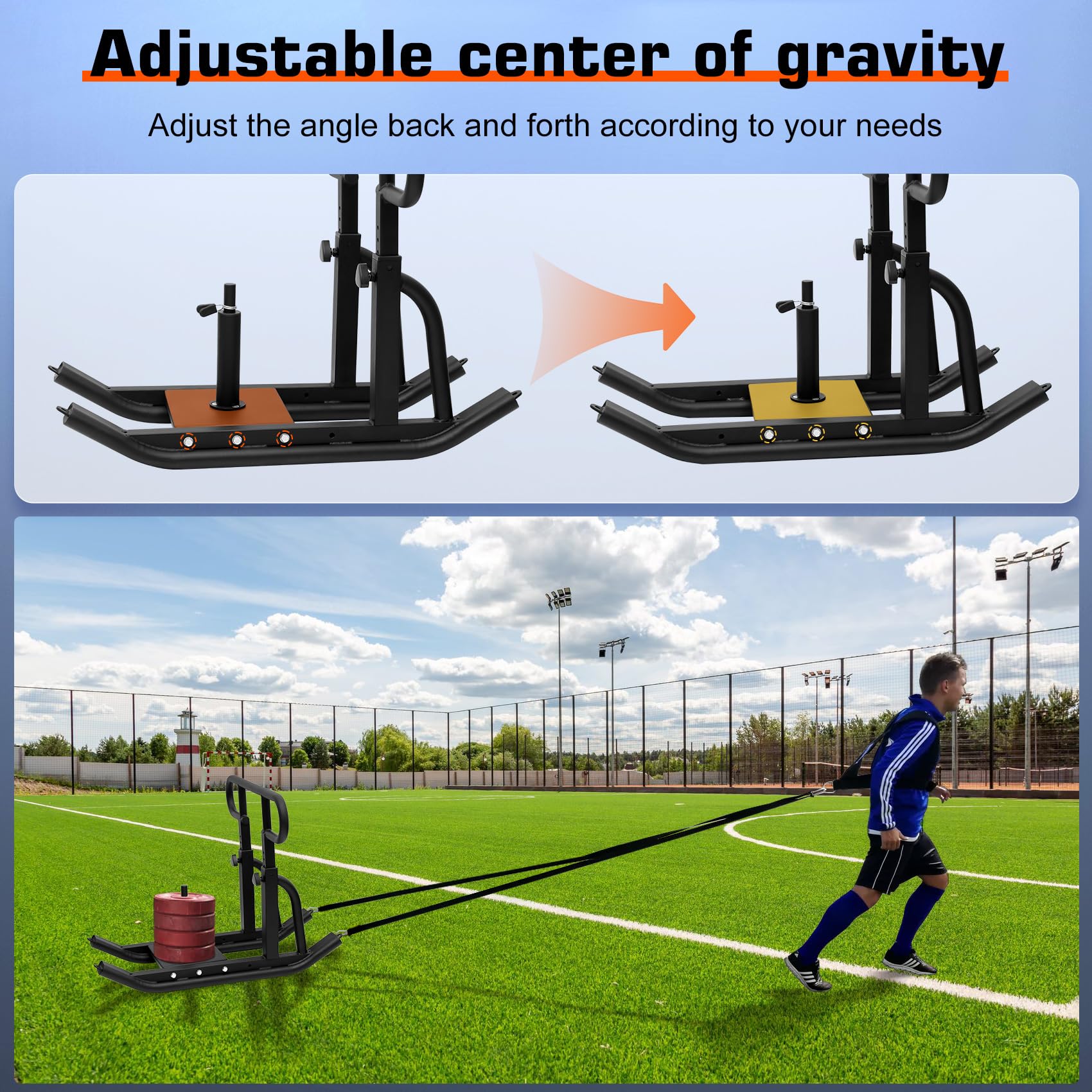 **Adjustable Height Weight Training Sled - Heavy Duty Fitness Sled for Strength & Muscle Building - Compatible with 1