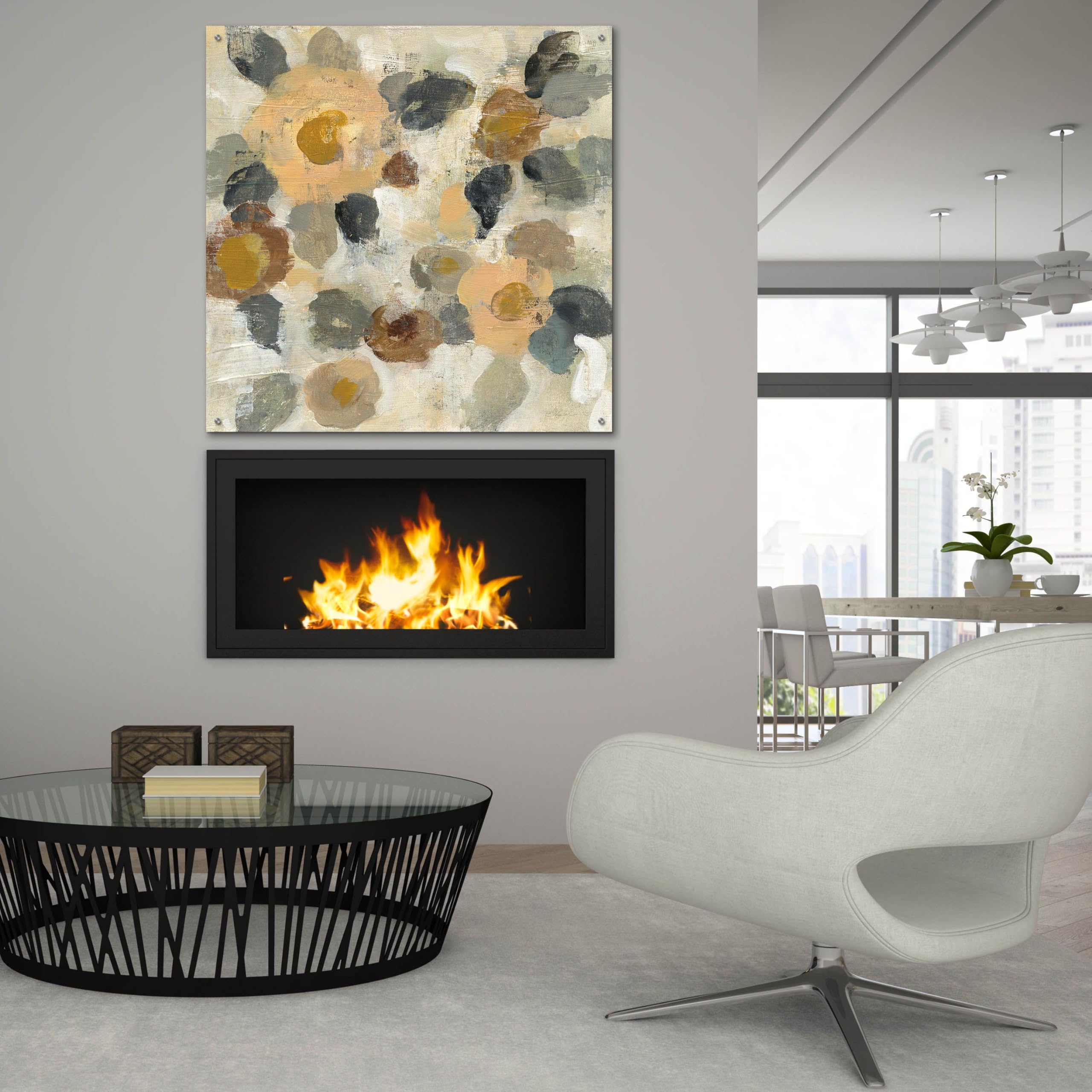 Silvia Vassileva Neutral Floral II Acrylic Glass Wall Art - 36x36 Inches Modern Floral Painting for Living Room, Bedroom & Office Decor