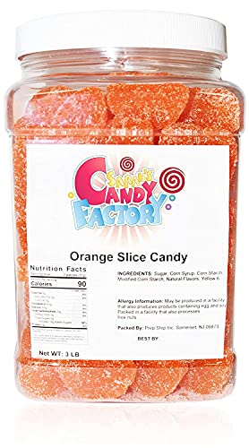 Sarah's Candy Factory Orange Slice Candy - 3 Lbs Bulk Jar - Sweet & Tangy Orange Flavored Candies for Parties, Baking & Gift Giving