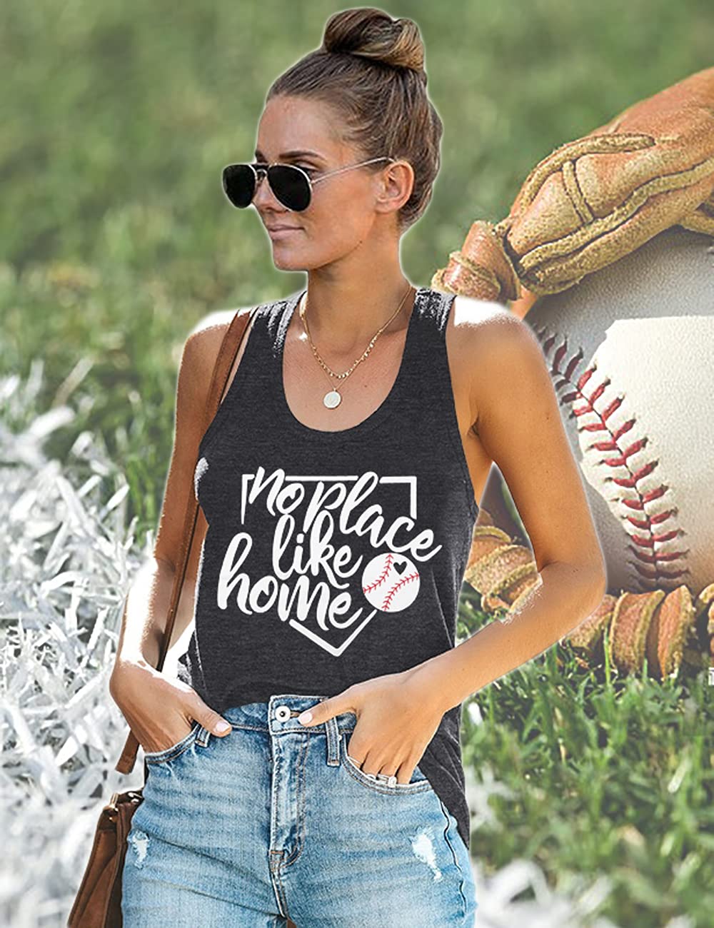 Women's Baseball Mom Tank Top - Funny Softball Graphic Tee Sleeveless Shirt for Summer | Perfect for Baseball Games, Team Spirit & Casual Wear