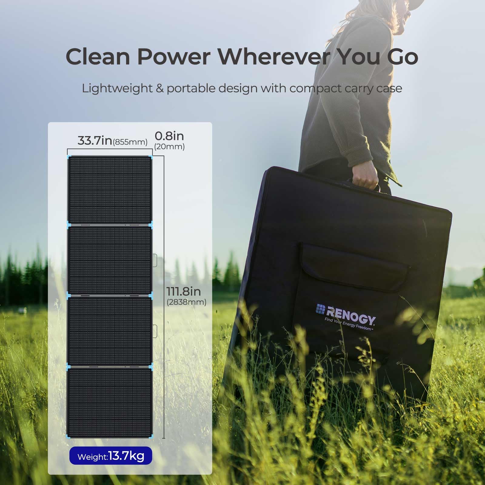 Renogy 400W Lightweight Portable Foldable Solar Panel Suitcase Kit - IP67 Waterproof for RV, Camping, Off-Grid Power, Hiking & Emergency Use - Easy Setup with Kickstand for Outdoor Adventures & Backup Energy
