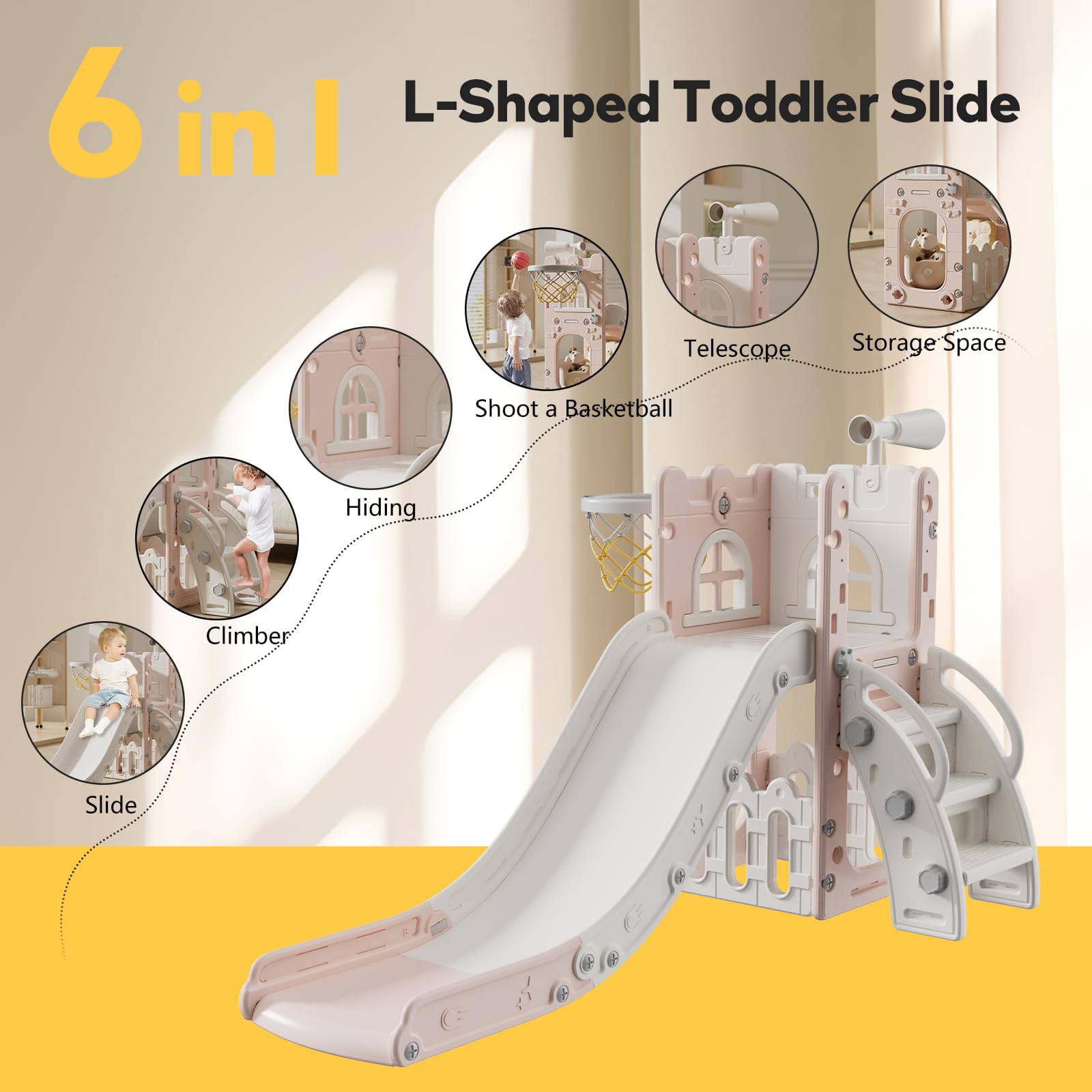 **Toddler Slide for Indoor & Outdoor Play - Kids Slide Playset with Storage & Non-Slip Steps - Perfect Gift for Boys & Girls Ages 1-3 - Ideal for Backyards, Playrooms & Daycares**
