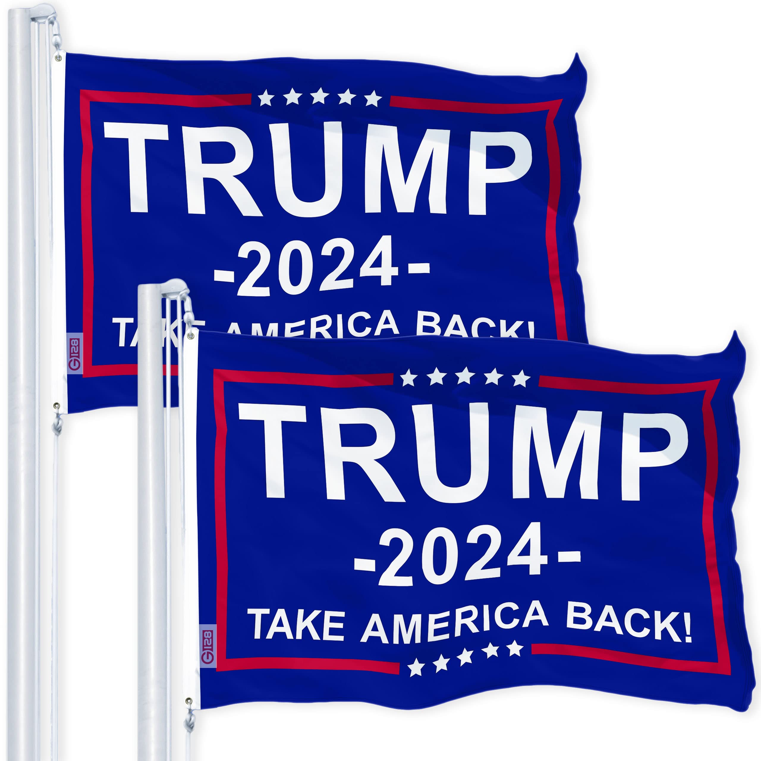 Trump 2024 Election Take America Back Blue Flag - 2 Pack 3x5 Ft LiteWeave Pro Series - 150D Polyester Indoor/Outdoor Flags with Brass Grommets & Vibrant Colors - Perfect for Political Rallies, Yard Decor & Patriotic Displays