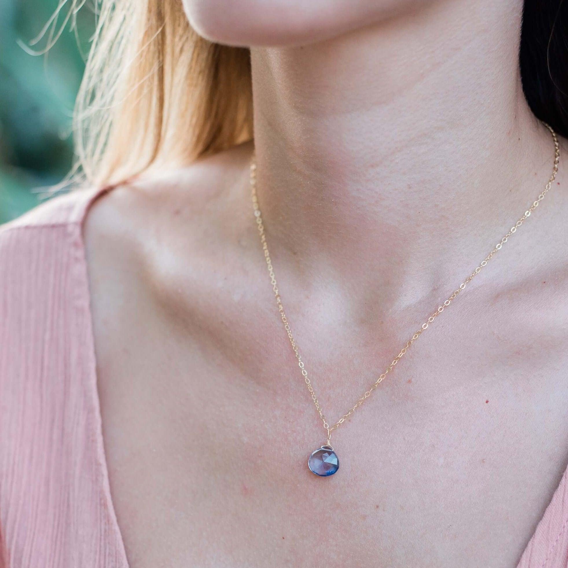 Iolite Teardrop Crystal Pendant Necklace for Women - Natural Gemstone Jewelry Gift for Birthday, Anniversary & Valentine's Day - Perfect for Everyday Wear, Date Nights & Special Occasions