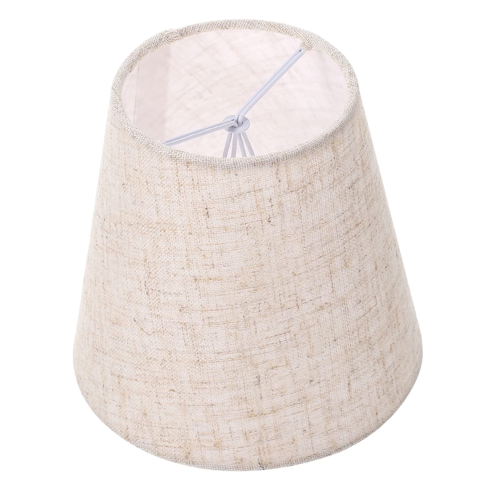 Uonlytech Clip On Fabric Lamp Shade - Drum Chandelier & Hardback Lampshade for Table, Floor, Wall Lights - Perfect for Bedroom, Restaurant & Hotel Decor (White/Beige)