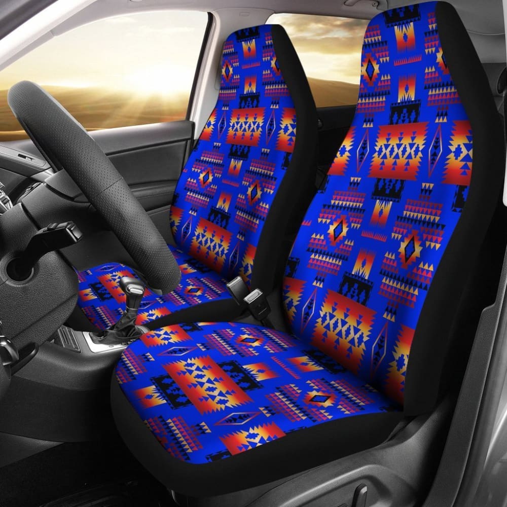Premium Blue Neon Tribal Native American Car Seat Covers - Universal Fit for Cars, Trucks & SUVs - Stylish Interior Upgrade for Road Trips & Daily Commutes