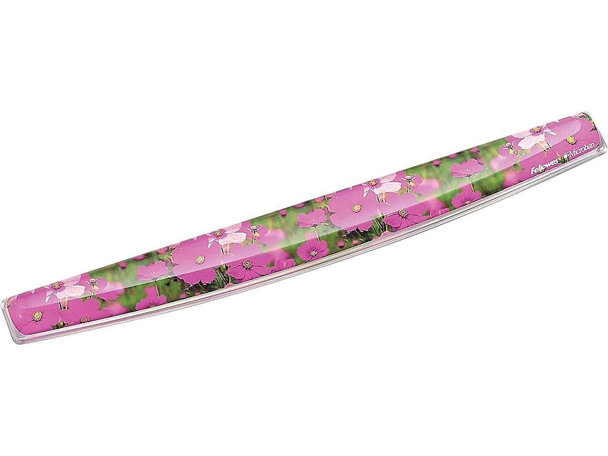 Fellowes Photo Gel Keyboard Wrist Rest with Microban Antimicrobial Protection - Ergonomic Pink Floral Design (9179101) for Office, Gaming & Computer Workstations