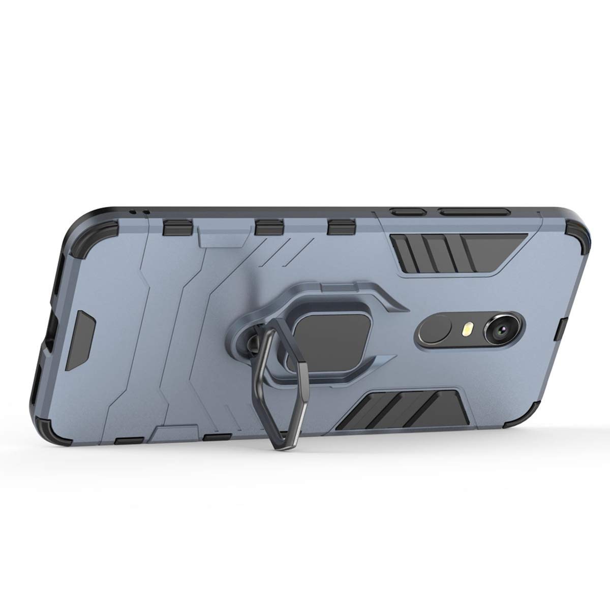 **LuluMain Shockproof Hard Bumper Case for Xiaomi Redmi 5 Plus – Compatible with Magnetic Car Mount, Metal Ring Grip & Kickstand | Dual Layer Rugged Cover in Navy Blue – Perfect for Work, Travel & Outdoor Adventures**
