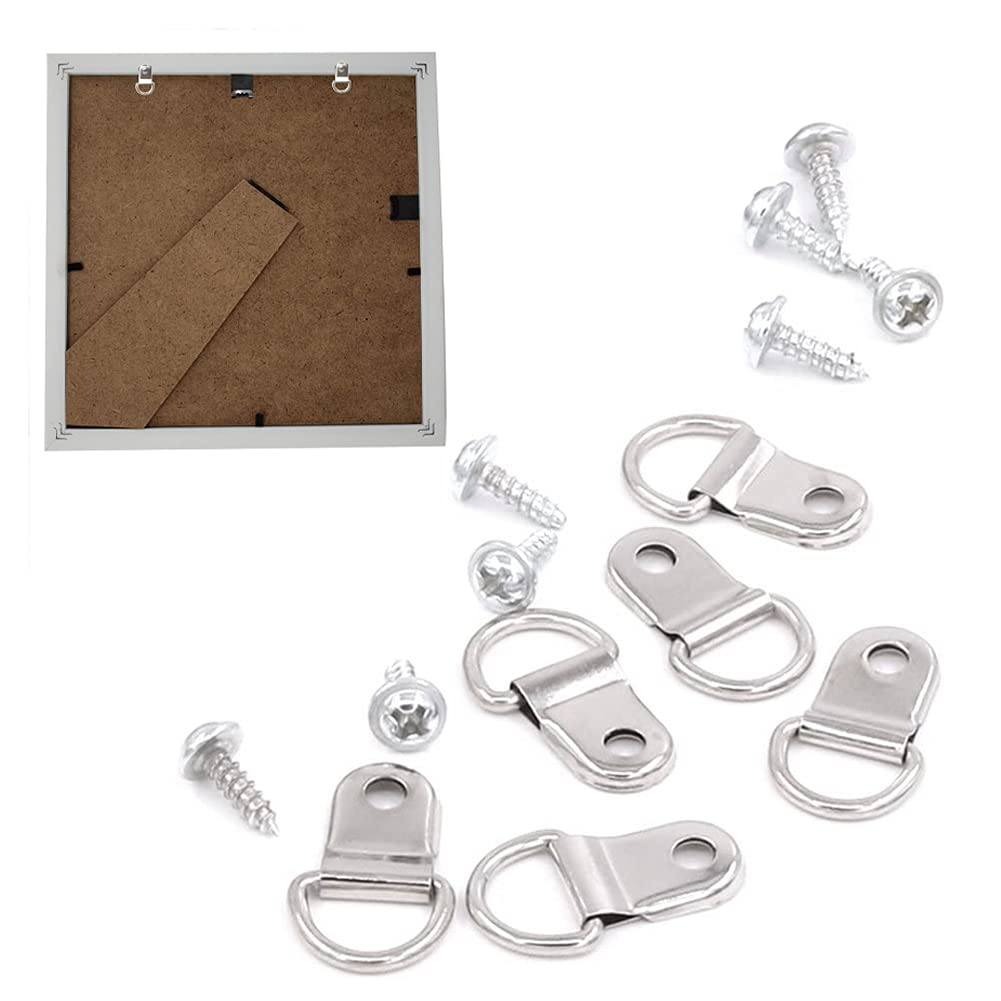 12pcs D Ring Hangers with Screws for Picture Frames & Art - Easy Wall Mounting