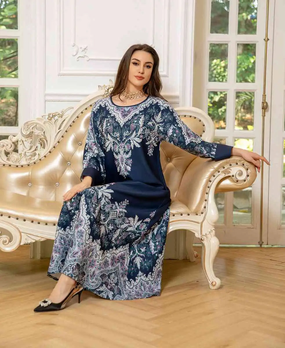 Hotfix Rhinestone Eid Caftan Dress for Women - Elegant Kaftan Jalabiya for Parties, Weddings & Special Occasions