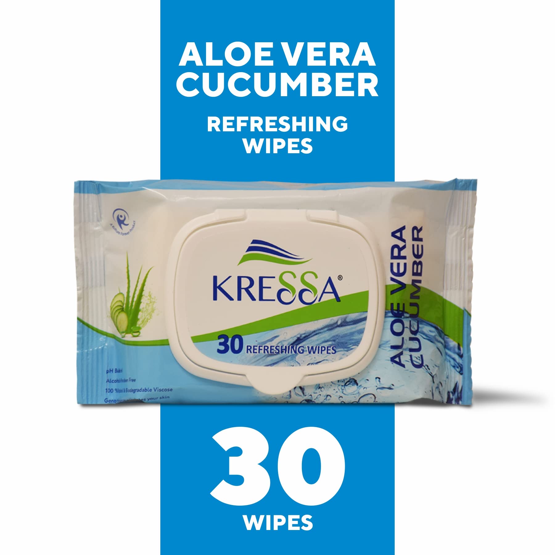 Kressa Refreshing Facial Wipes with Aloe Vera & Cucumber Extract - 2 Pack | Gentle Cleansing, Moisturizing & Soothing | Perfect for Travel, Gym & On-the-Go Skincare