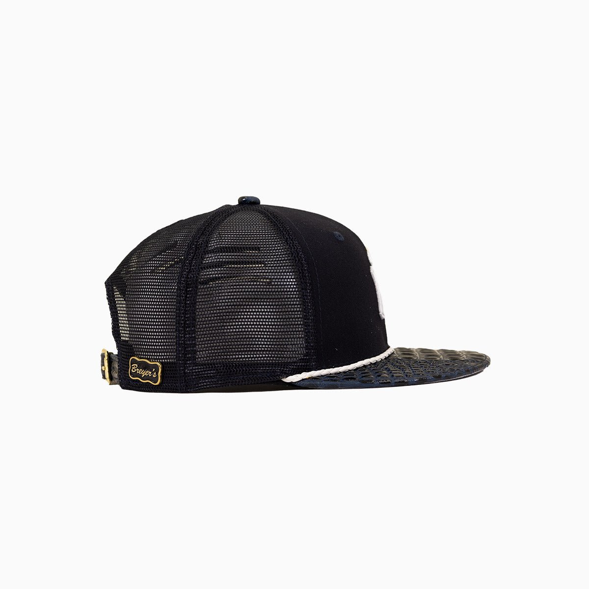 Breyer's Buck 50 New York Yankees Trucker Hat With Leather Visor - Adjustable Snapback Cap for Baseball Fans - Perfect for Games, Tailgating & Streetwear Fashion