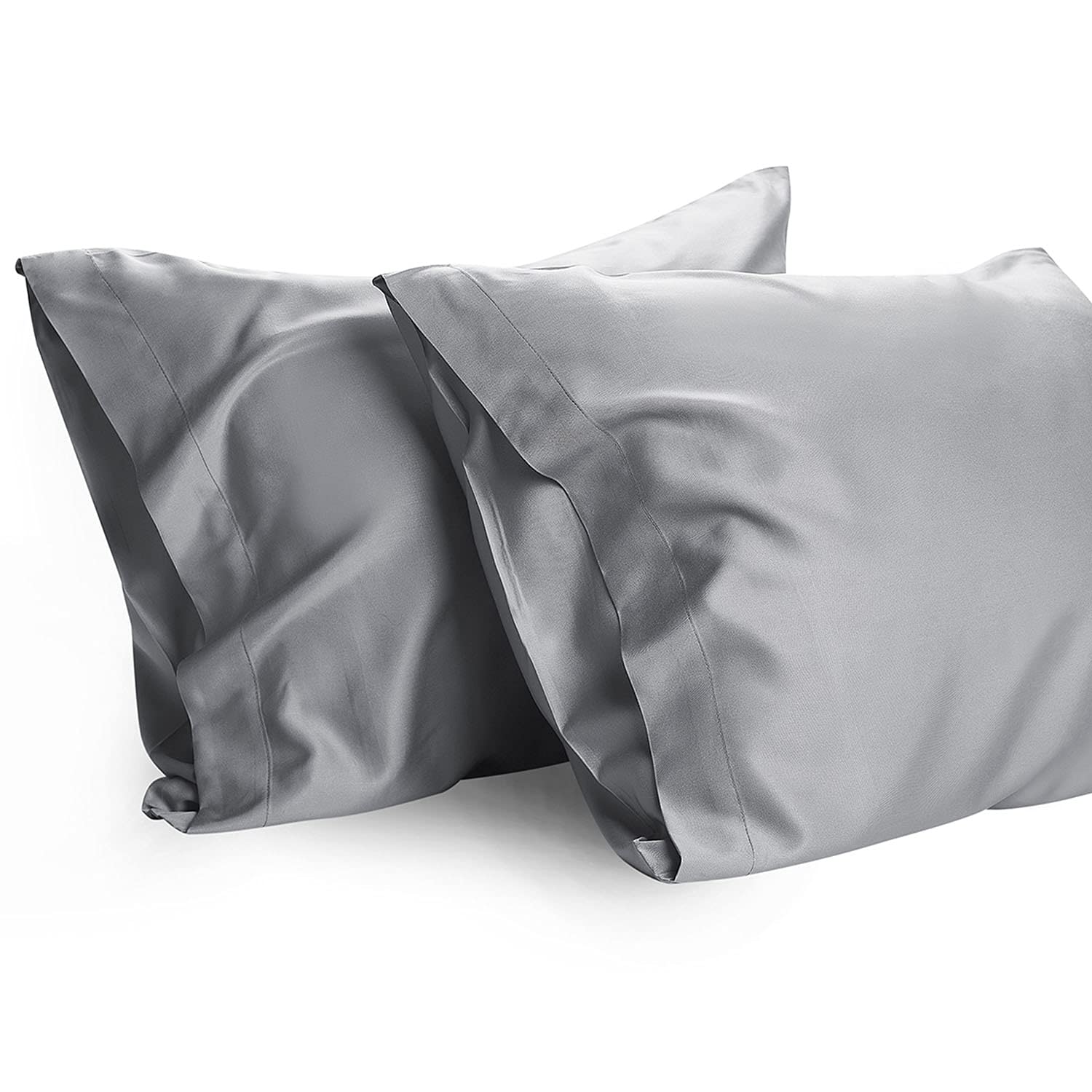 Hansleep Kids Bamboo Pillowcases Set of 2 - Cooling Silky Soft Organic Pillow Covers with Envelope Closure - Breathable & Hypoallergenic (Grey, Queen 20x30) for Bedroom, Nursery, Travel & Sleep Comfort