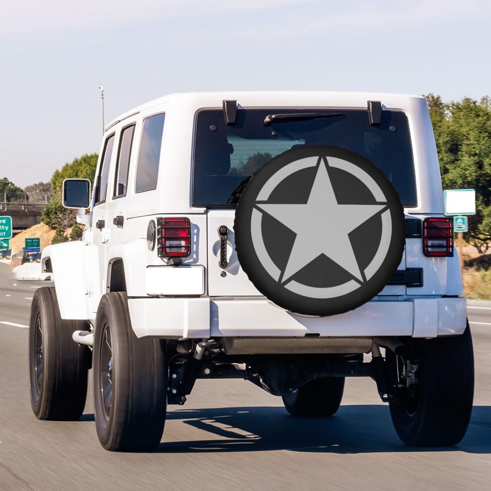 Military Tactical Star Spare Tire Cover - 17 Inch Dustproof Wheel Protector for Trailers, RVs, SUVs & Off-Road Vehicles | Durable Outdoor Accessory for Camping & Adventure Travel