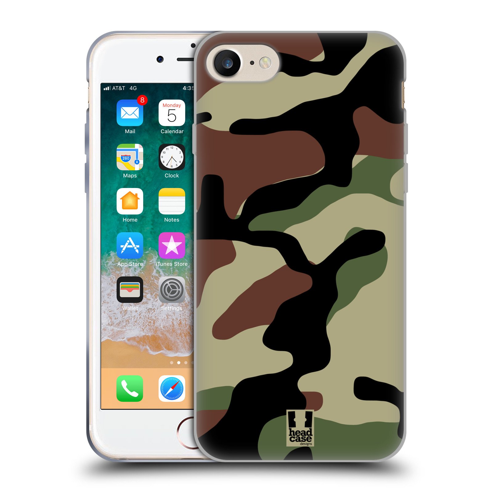 Woodland Military Camo Soft Gel Phone Case for Apple iPhone 7/8/SE (2020 & 2022) - Durable Protective Cover with Shock Absorption | Perfect for Outdoor Adventures, Hunting & Military Enthusiasts