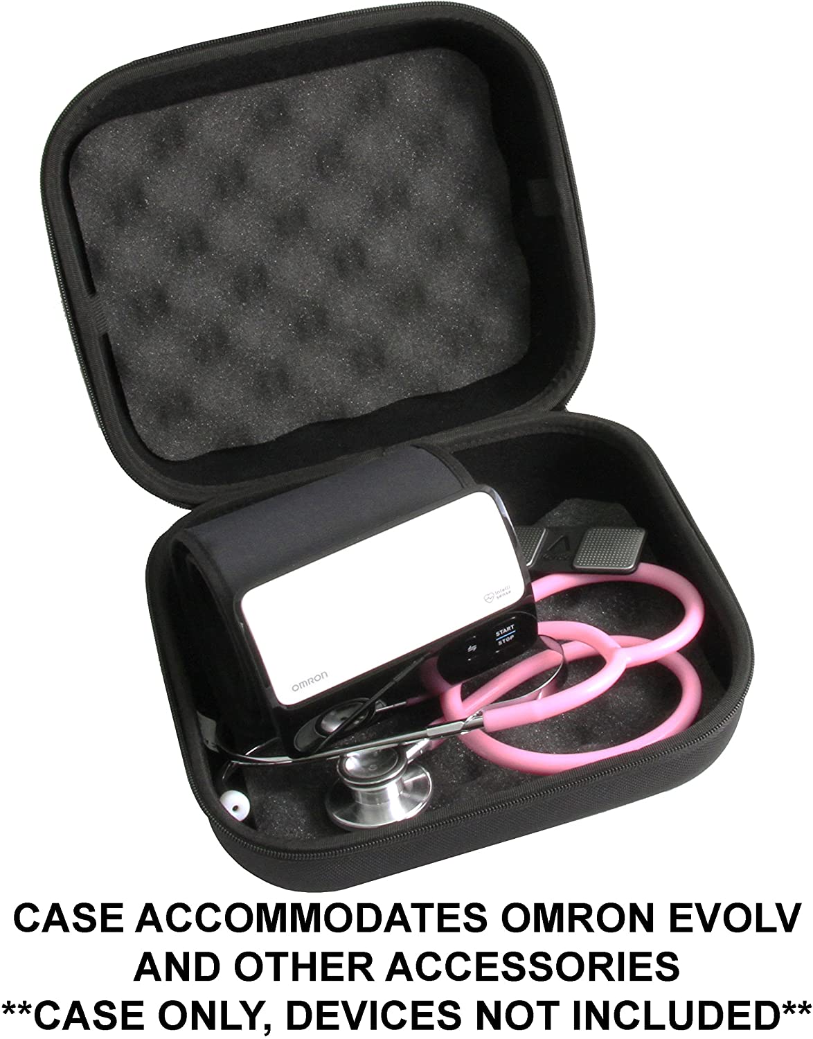 CASEMATIX Protective Carrying Case for Omron Evolv Wireless Blood Pressure Monitor - Durable Storage Solution for Upper Arm BP Cuff Machine - Perfect for Travel, Home Use & Medical Professionals