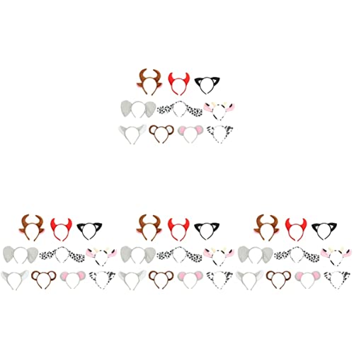FRCOLOR 40 Pcs Animal Ear Headbands - Plush Cartoon Animal Themed Headbands for Costume Parties, Jungle Theme Events, Bunny Ears & More - Perfect for Birthday Celebrations, Halloween, Cosplay and Photo Booths