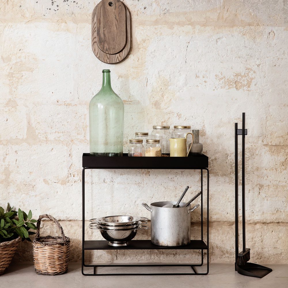 FERM LIVING Two-Tier Plant Stand Console Table - Modern Black Metal Shelf for Indoor Plants, Home Decor | Perfect for Living Room, Entryway, or Office Space