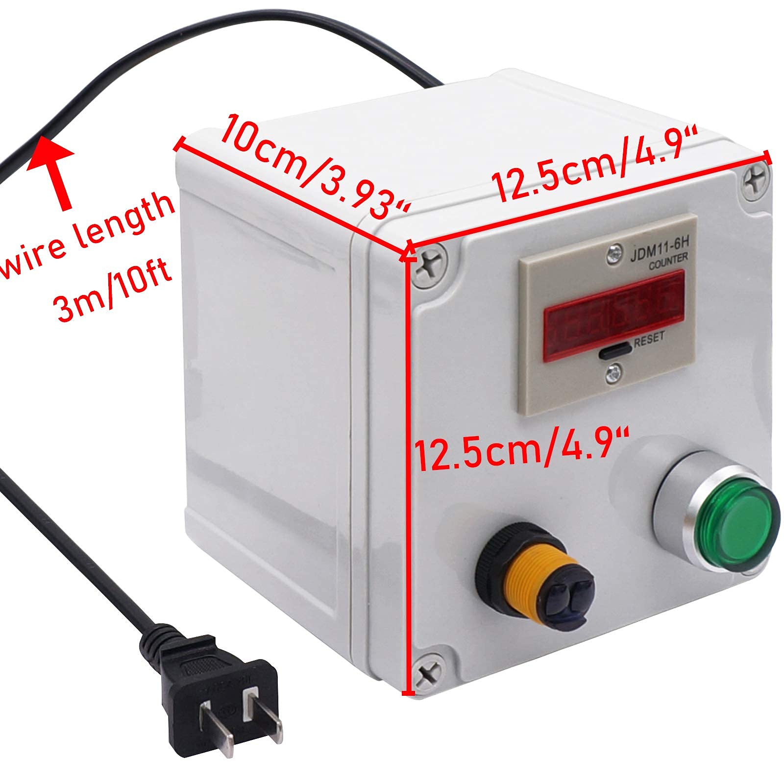 Infrared Wireless Visitor Counter with LED Display 0-999999 - 6 Digit Digital People Counter for Retail Stores, Malls & Events - 110-220VAC Auto Reset with 2m NPN Photoelectric Sensor & Reflector - Perfect for Tracking Customer Traffic and Queue Management