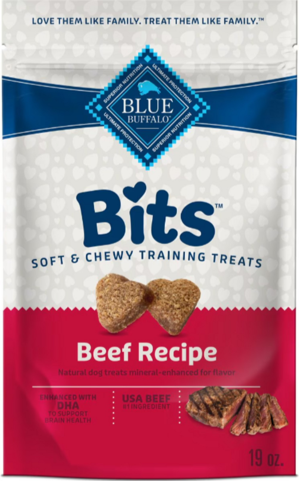 Blue Buffalo Bits Tender Beef Natural Soft Moist Training Dog Treats for Small & Large Dogs - Perfect for Obedience Training, Reward Snacks & Positive Reinforcement