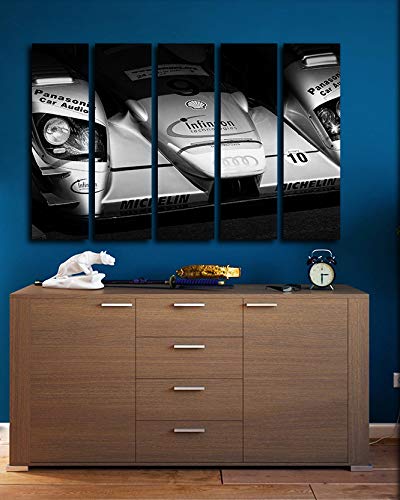 5-Piece R8 Le Mans Race Car Wall Art Canvas Print Set - 35x55 Inch Sports Car Theme Wall Decor for Living Room, Garage & Showroom