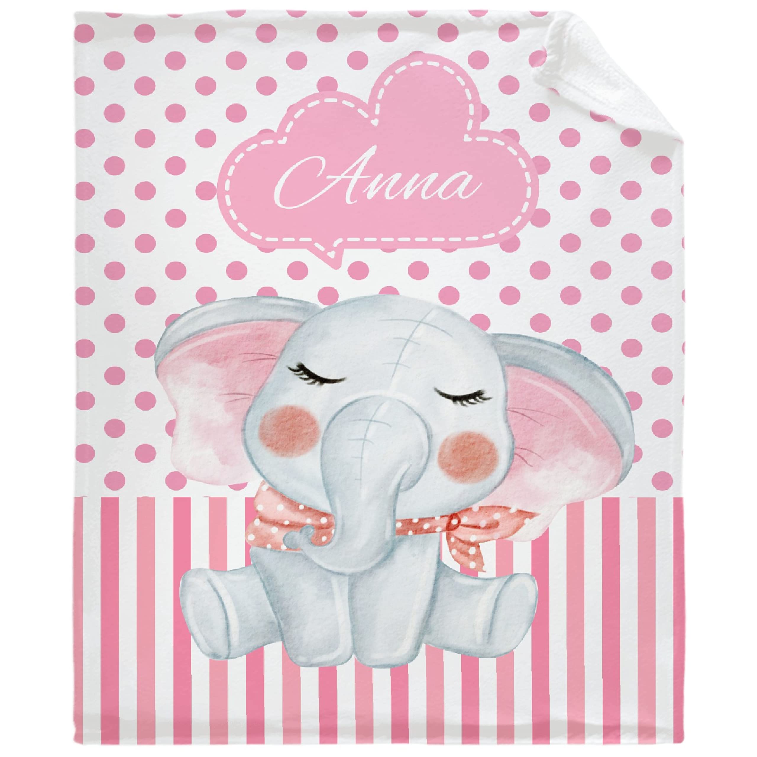 Personalized Baby Blanket with Name - Custom Elephant Fleece Blanket for Newborns, Girls & Boys - Soft Cozy XL Throw Quilt for Crib, Stroller & Family Gifts - Perfect for Nursery, Travel & Photo Shoots