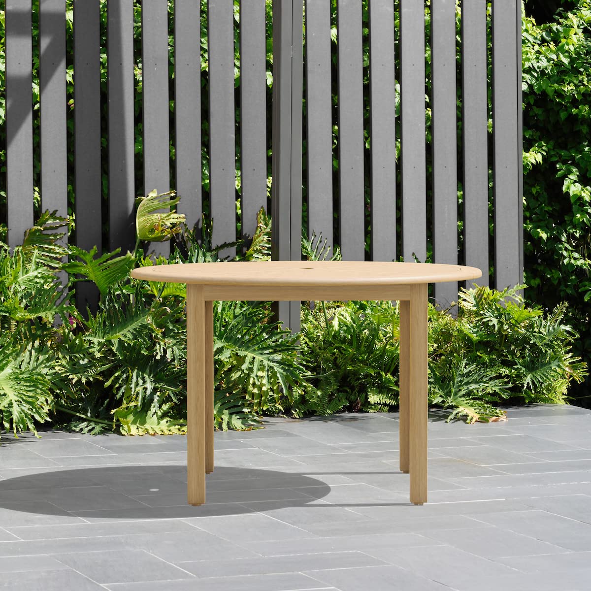 Brampton Lucca Round Outdoor Dining Table - Eucalyptus Wood with Teak Finish - Weather-Resistant Patio & Indoor Dining Table - Perfect for Backyard, Garden, Deck & Dining Room (Brown)