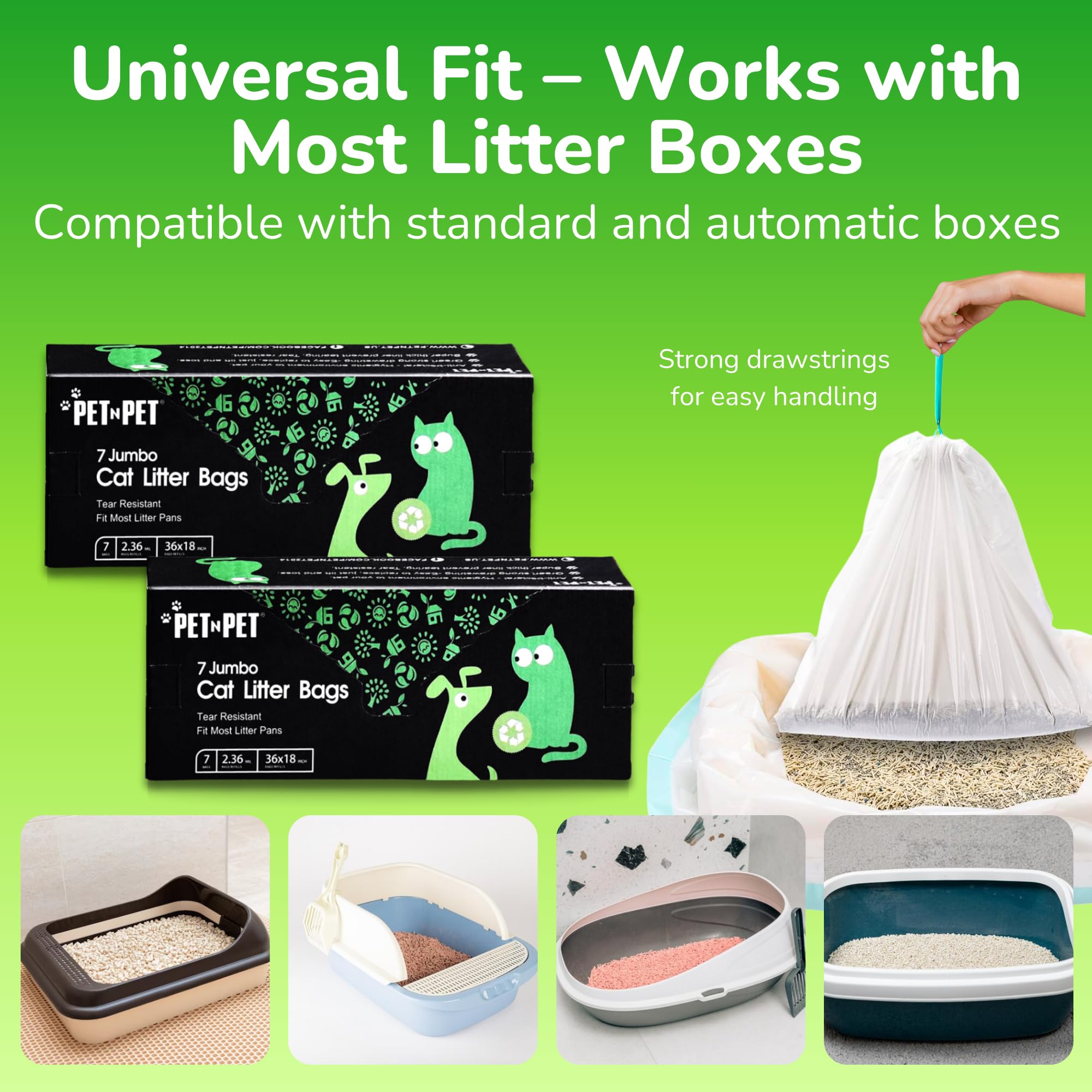 Pet N Pet Jumbo Cat Litter Box Liners - 14 Count Heavy-Duty Kitty Litter Bags for Large Cat Pans | Leak-Proof & Scent Control | Perfect for Multi-Cat Homes & Odor Control