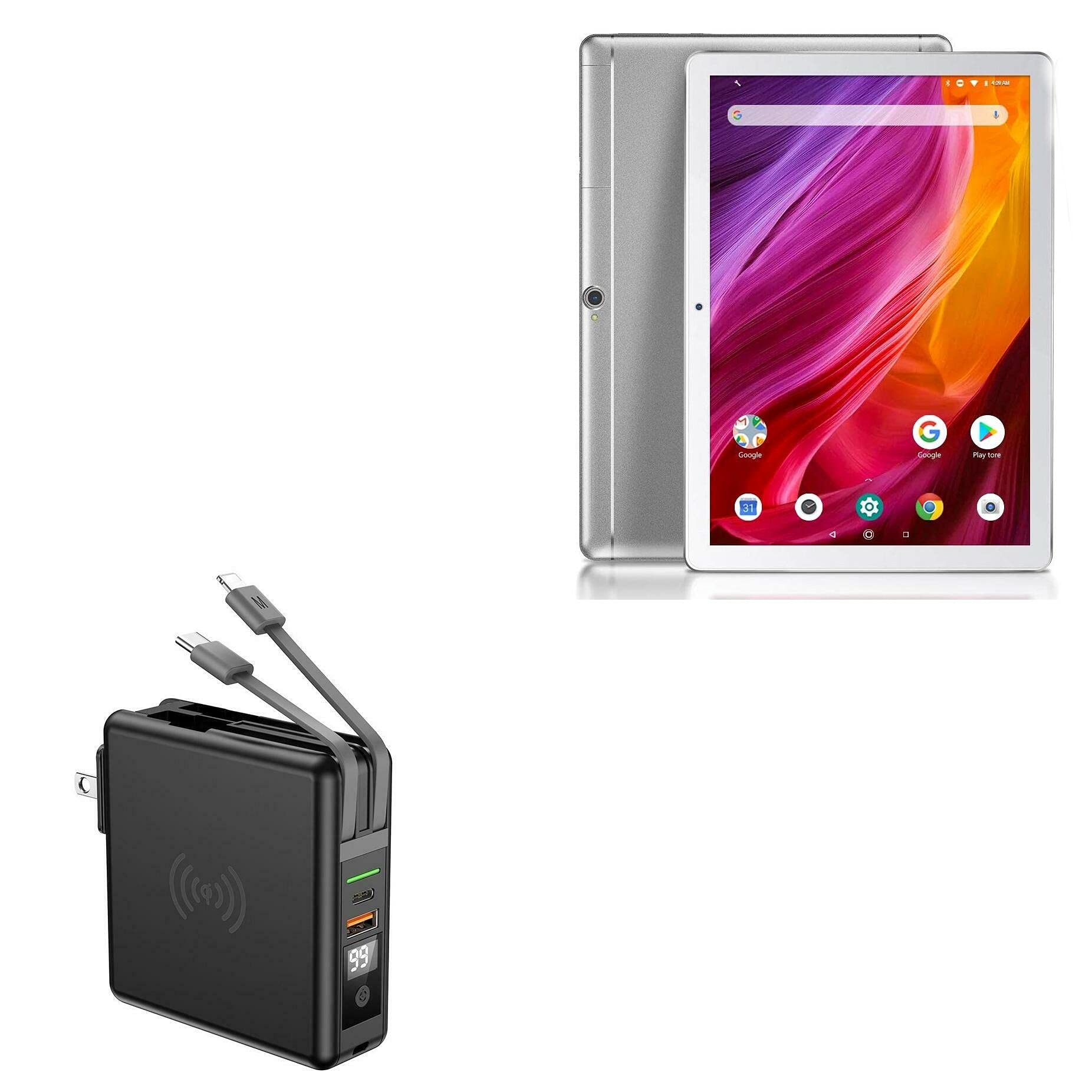 BoxWave 10000mAh Wireless Charger for Dragon Touch K10 Tablet - Fast Qi-Certified Rejuva Wall Charger with LED Indicator | Perfect for Home, Office, and Travel Charging Needs