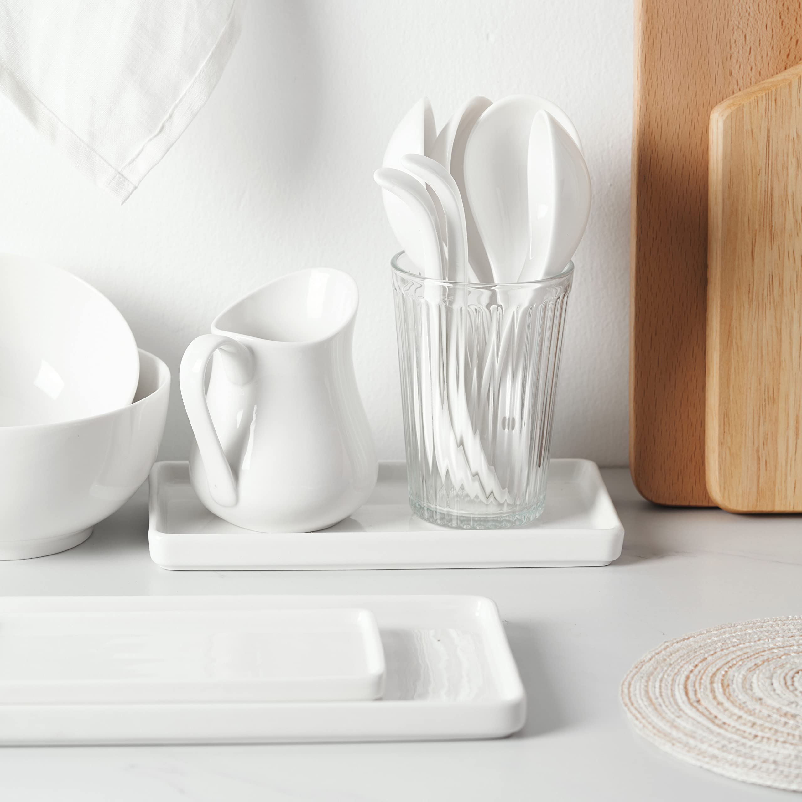 Gurygo 10 Inch White Ceramic Vanity Sink Tray - Large Rectangle Bathroom Counter Organizer & Kitchen Soap Dish - Durable Countertop Tray for Bathroom, Kitchen, and Vanity | Perfect for Organizing Soap, Jewelry, and Essentials
