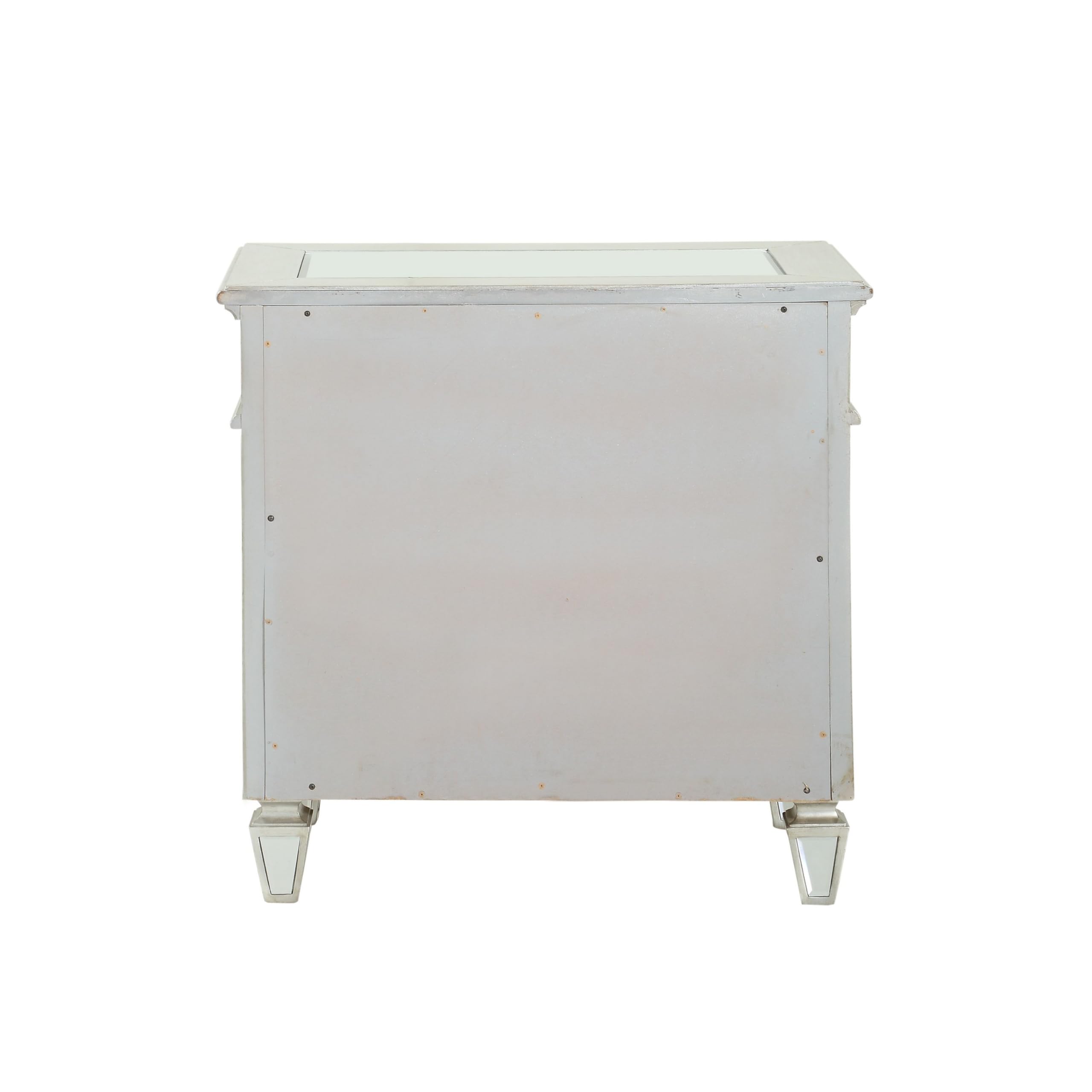 Benjara Silver Accent Wooden Nightstand with 3 Storage Drawers - Modern Bedroom Furniture for Master Bedroom, Guest Room or Apartment