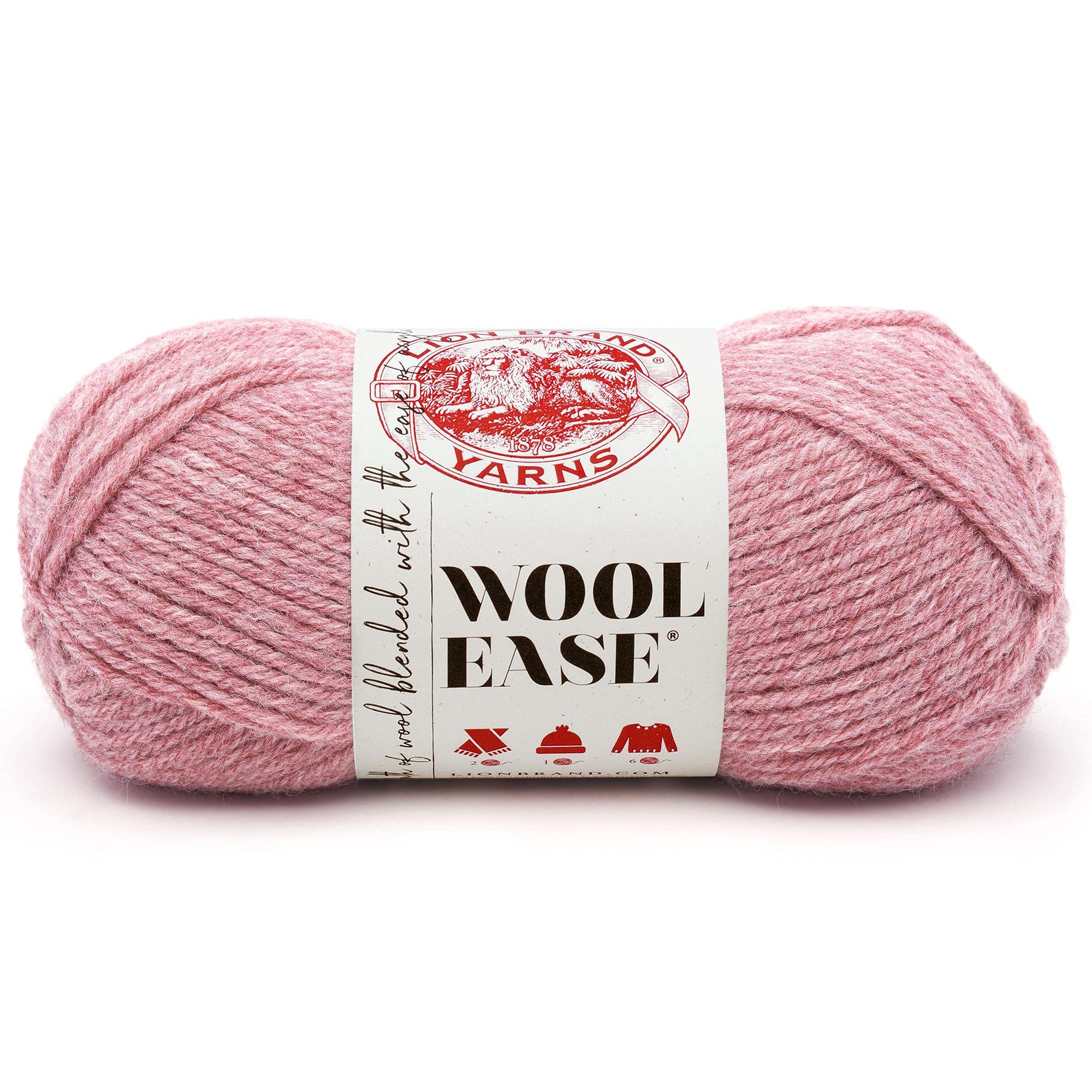 Lion Brand Yarn Wool-Ease Worsted-Weight Knitting & Crocheting Yarn - 1 Pack Rose Heather - Perfect for Scarves, Blankets & Winter Crafts
