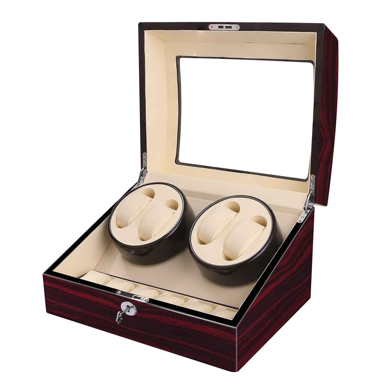 Premium Maselex 4 Automatic Watch Winder Box - 6 Storage Capacity with Ultra Quiet Mabuchi Motor | Perfect for Watch Collectors & Automatic Timepiece Storage