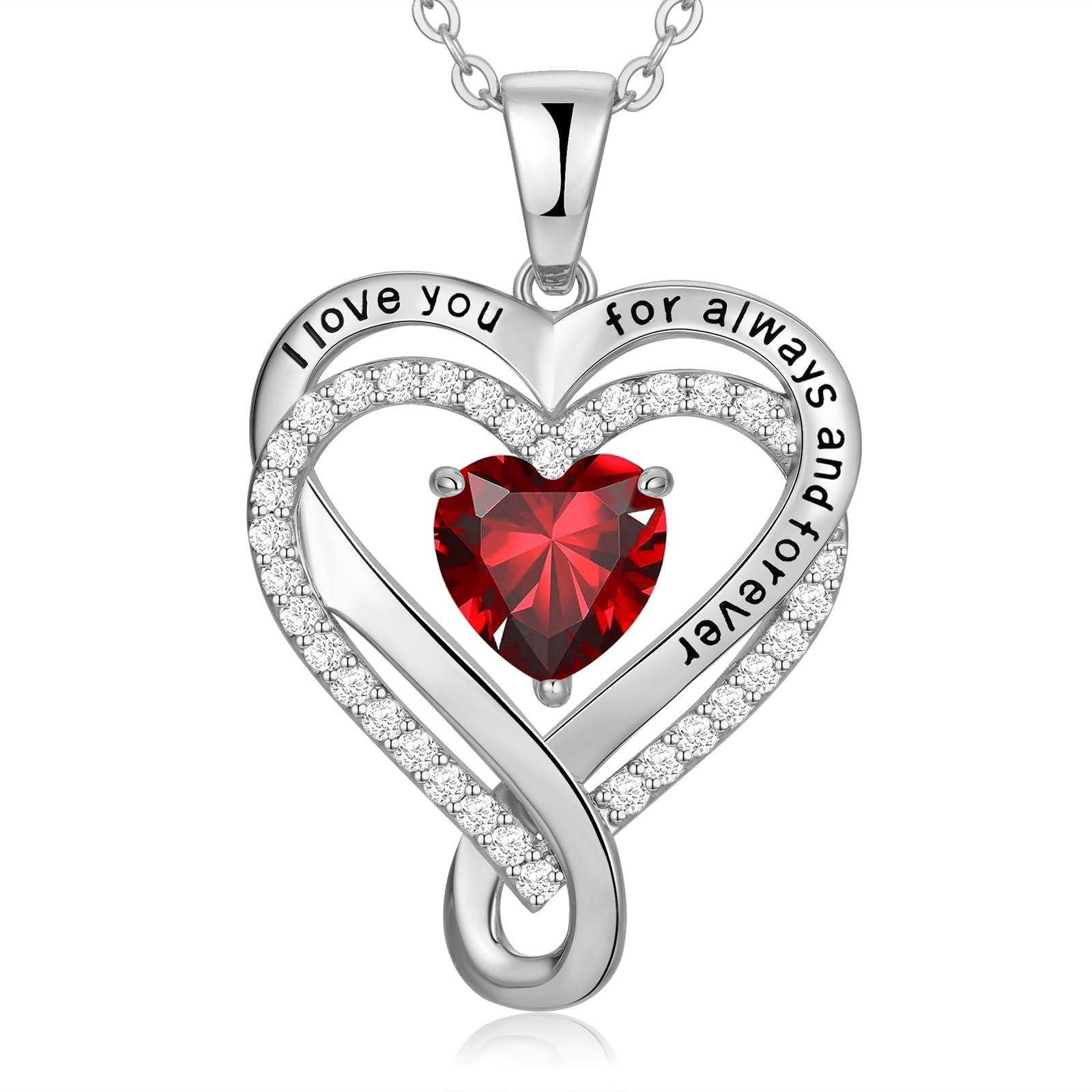 Lealove Sterling Silver Heart Pendant Necklace for Women - Personalized Birthstone Jewelry | Romantic Anniversary, Birthday, Valentine's Day Gift for Her, Wife, Girlfriend, Mom | Perfect for Date Nights, Weddings & Mother's Day Celebrations