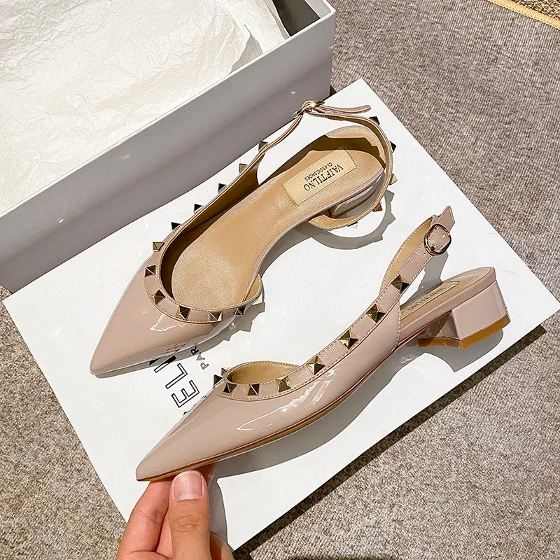 Luxury Gladiator Sandals for Women - Designer Rivet Slingback Sandals with 3cm Chunky Heel | Summer Fashion Footwear for Beach, Party & Casual Outings