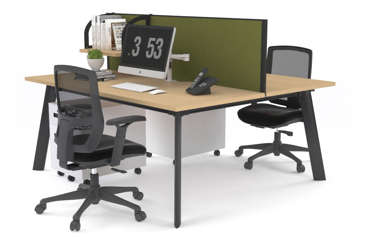 2 Person Workstation Black Frame - 1800L x 800W with Cable Management | Dual Desk for Office & Home Workspace | Perfect for Team Collaboration & Remote Work
