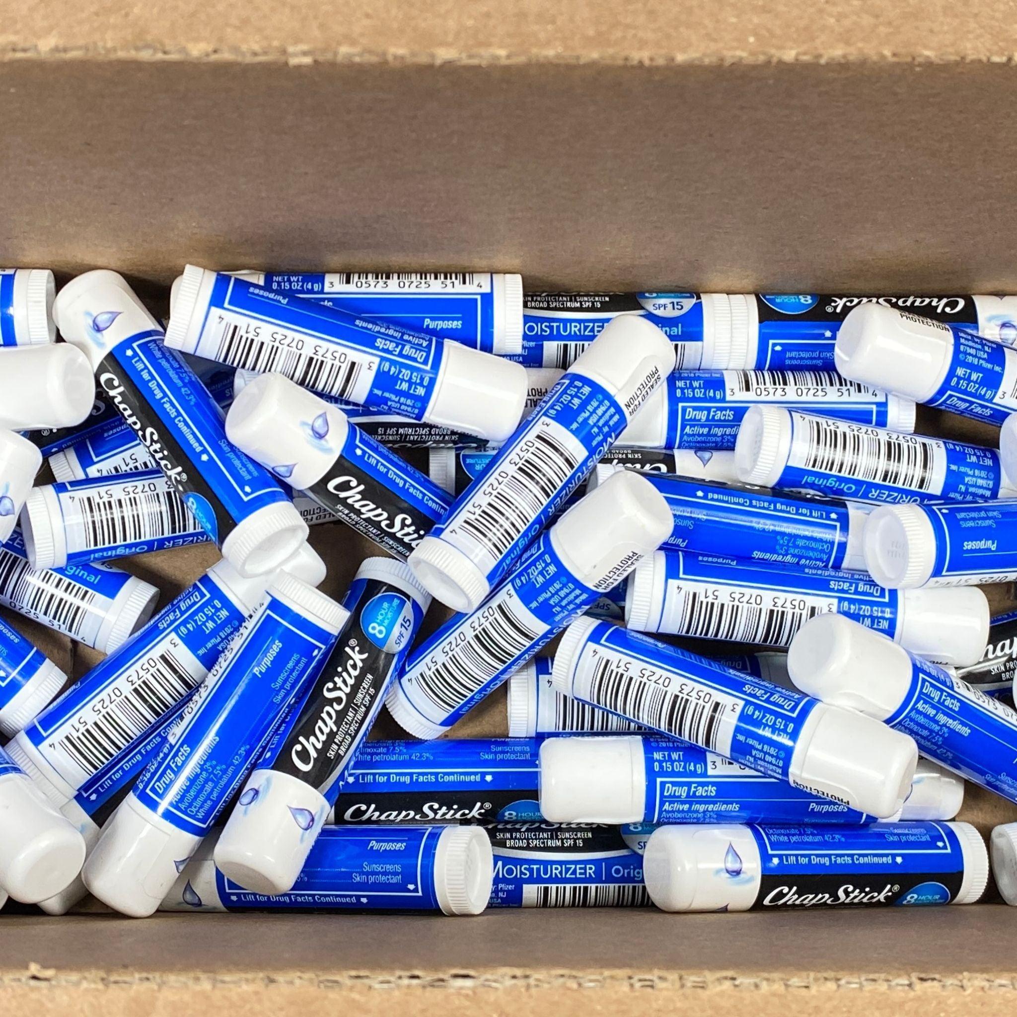 Original Chapstick Skin Protectant SPF15 Moisturizing Lip Balm (50-Pack) - Hydrating & Sun Protection for Dry Lips - Perfect for Outdoor Activities, Hiking, and Daily Use