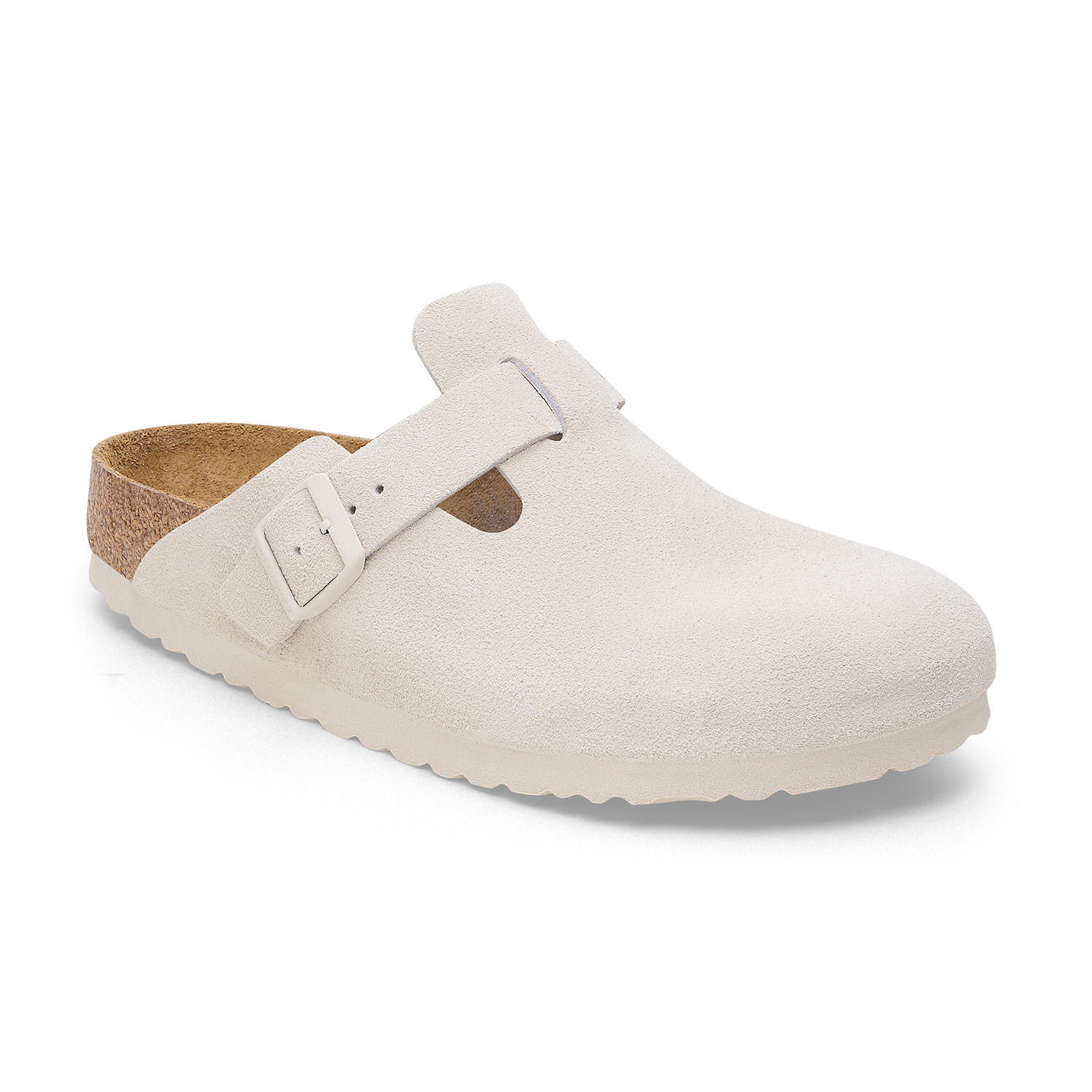 Birkenstock Boston Soft Footbed Narrow Clog for Women - Antique White Suede | Comfortable House Slippers for Relaxing at Home, Office & Casual Outings