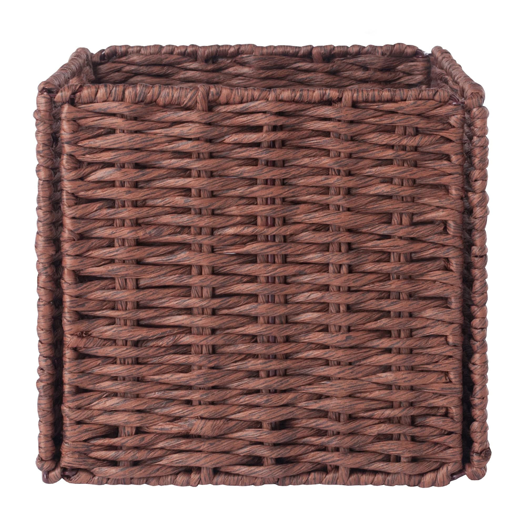 Ergode Tessa 3-Piece Woven Rope Storage Basket Set - Foldable Home Organization Bins for Bedroom, Bathroom & Living Room - Walnut Finish Storage Baskets