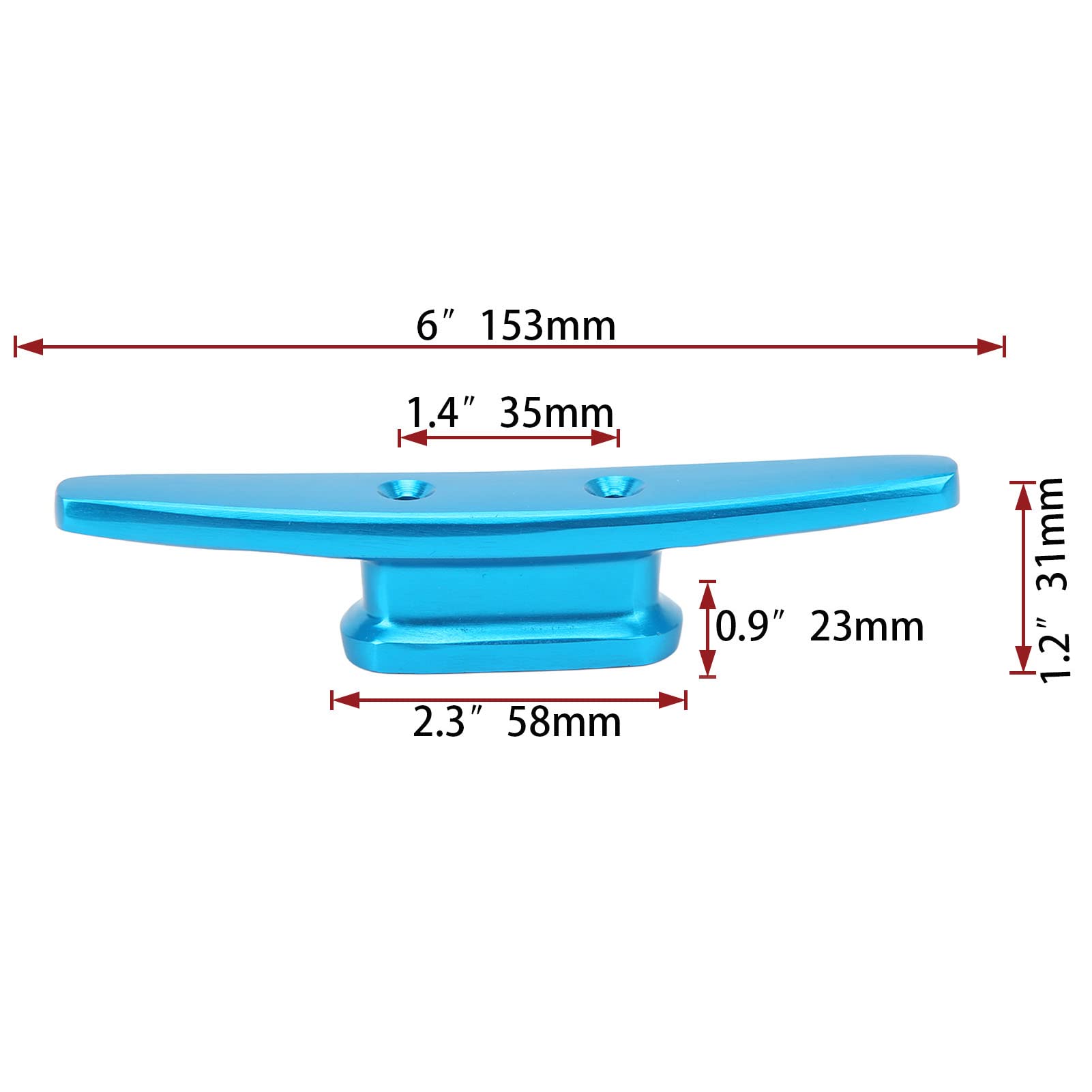 6in Heavy Duty Aluminum Boat Dock Cleats - Marine Grade Open Base Deck Mooring Cleat for Secure Rope Tie Down on Boats, Canoes, Kayaks & Steamers | Perfect for Docking, Anchoring & Watercraft Security